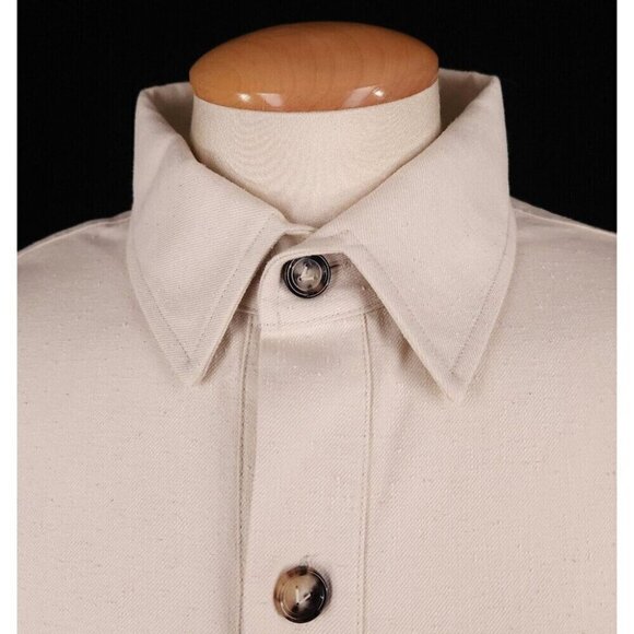 Bottega Veneta Knotted Twill Long Sleeve Polo Shirt 54 US 44 L Mens Beige NWT - Picture 2 of 10